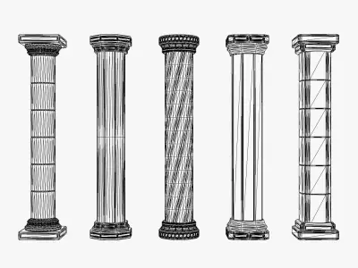 Ancient Stone Columns Pack Low-poly 3D model