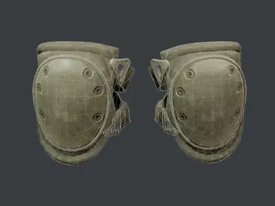 Military Knee Pad Equipment Gear Game Ready 01 Low-poly 3D model