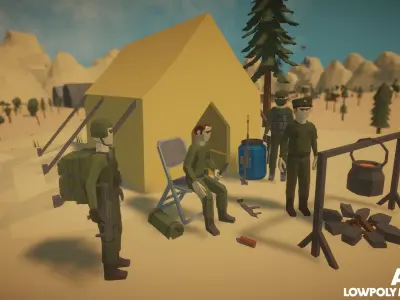 Low Poly Military Pack Low-poly 3D model