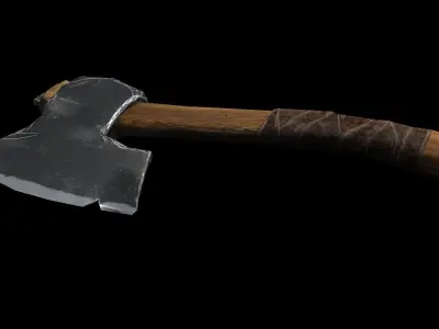 Wooden ax Low-poly 3D model
