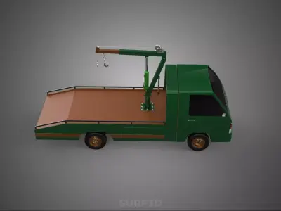 MILITARY ARMY FLATBED LIFTING CRANE HOOK TACTICAL RECOVERY TRUCK 3D model