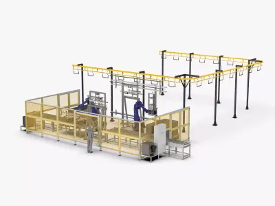 Automatic Loading and Unloading Robot Powder Spraying Line 3D model