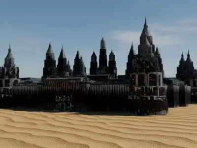 Medieval Black Castle Stronghold  Fantasy Fortress 3D Model Low-poly 3D model