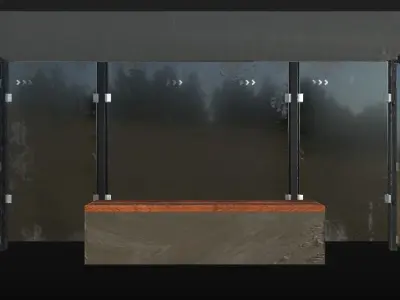 lowpoly bus station Low-poly 3D model