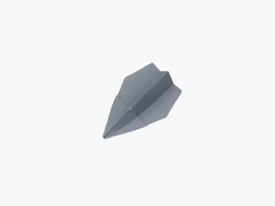 Paper Plane Grey Low-poly 3D model