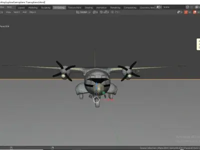 Aeroplane airplane on street at night Low-poly 3D model
