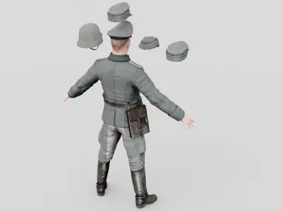 German soldiers officer Low-poly 3D model
