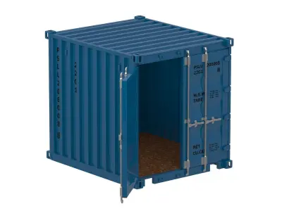 8ft Shipping Container Gray 3D model