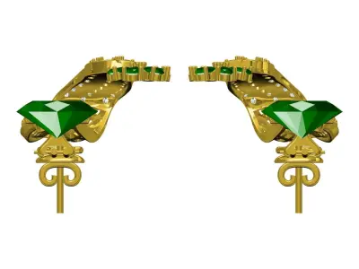 Antique Vintage Diamond Pear Stone Drop Omega Clip Earring 3D print model