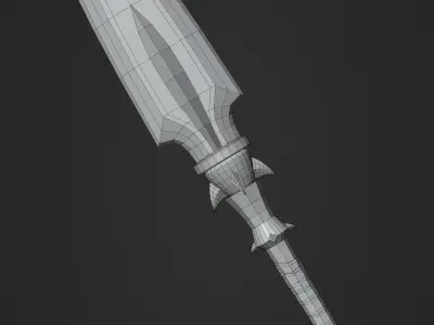 Stylized hand-painted spear Low-poly 3D model