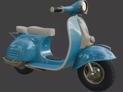 Vintage Retro Scooter 3D Model 3D model 2