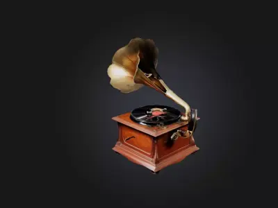 Vintage Gramophone Low-poly 3D model get