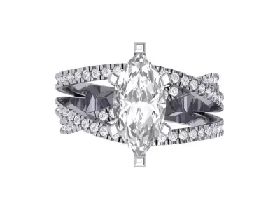 Marquise Ring 3D print model 5