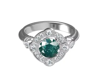 Solitaire Engagement Art Deco Ring 3D print model 40