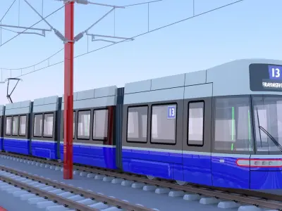Bridge with Zurich tram 3D model