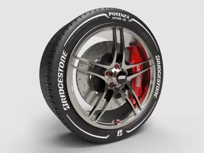 Rim with brake set and tire CG 3D model