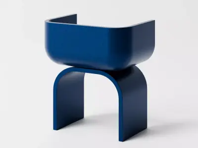 Modern Blue Accent Chair 3D model