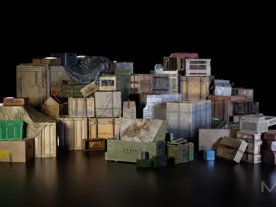 Boxes Collection Low-poly 3D model