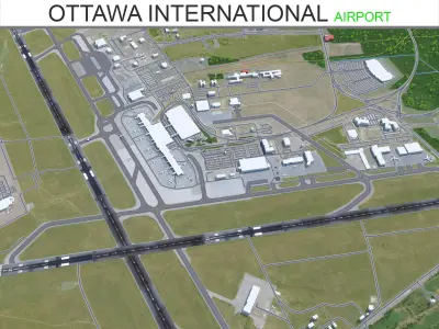 Ottawa International Airport 10km Low-poly 3D model