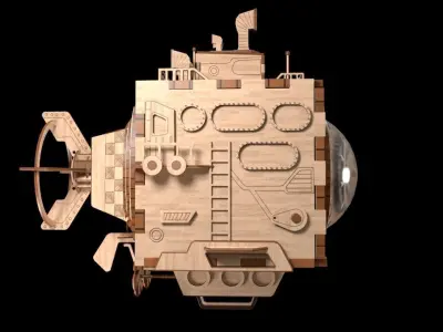 Wooden submarine 3D model