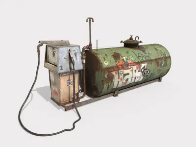 Old Gas Pump and Gas Tank 3D model
