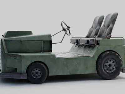 Roofless sparsely-rusty tug Low-poly 3D model