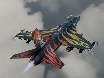 F16C Turkey Squad 192 Tigers  Low-poly 3D model