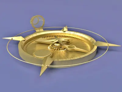 Ancient Golden Compass Low-poly 3D model