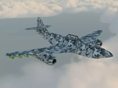 BomberPlane camouflaged airplane flying in sky 3D model