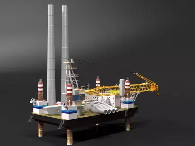 Wind Farm Jackup Vessel 3D model