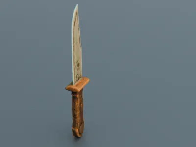 Hunters Vintage Wooden Knife Stylized Asset Low-poly 3D model