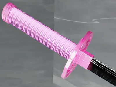Pink Rose Katana 4K Free low-poly 3D model
