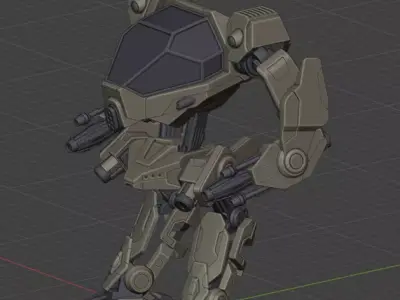Mecha - Realistic Machine Gun Robot  Fully Rigged  Game-Ready 3D model