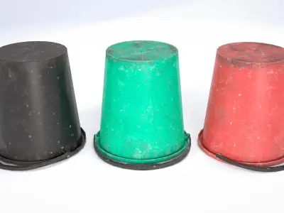 10L Plastic Bucket Low-poly 3D model