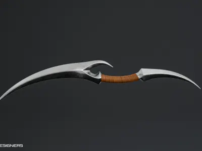 Curved Fantasy Dagger - Stylized Dual Blade 3D model