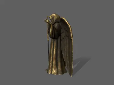 Angel bronze statue Low-poly 3D model