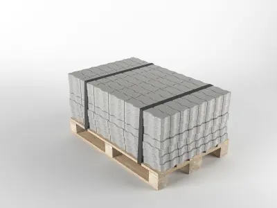 Brick S on pallet 3D model 3D model