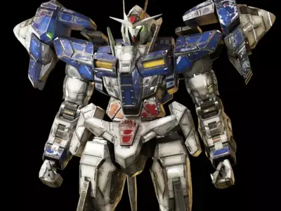 Reallistic OO GUNDAM 3d model rigged game ready Low-poly 3D model