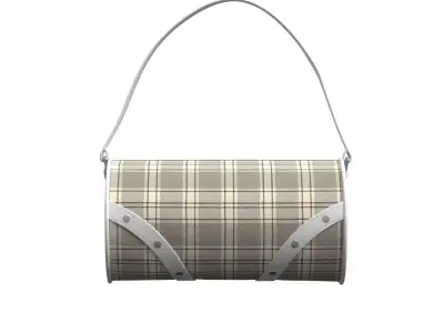 Ivory Plaid Leather Barrel Bag 3D model