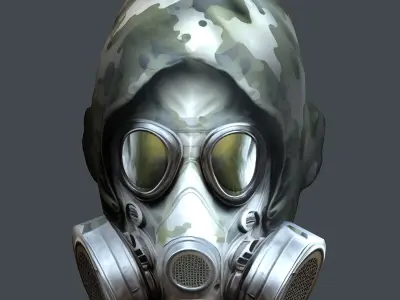 Gas mask helmet 3d model military combat Low-poly Low-poly 3D model 7
