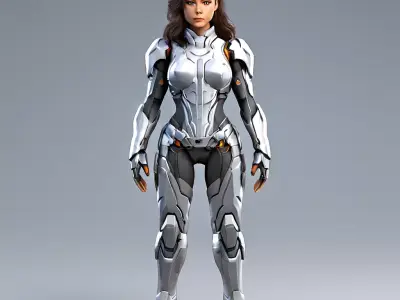 Scifi Female Soldier in Power Armor Low-poly 3D model