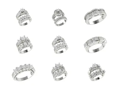 Twinz Multi Stones Rings Free 3D print model