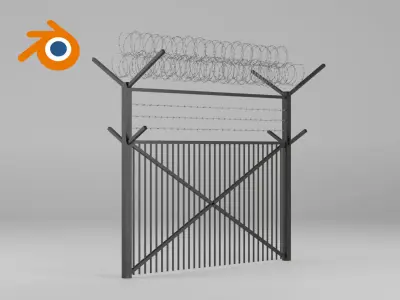 Military fence gate mesh fence metal 3D model