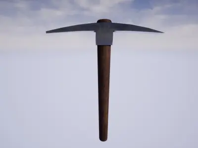 Pickaxe shovel with handle in sky Low-poly 3D model