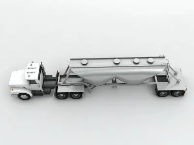 Semi Truck With Dry Cement Trailer Low-poly 3D model