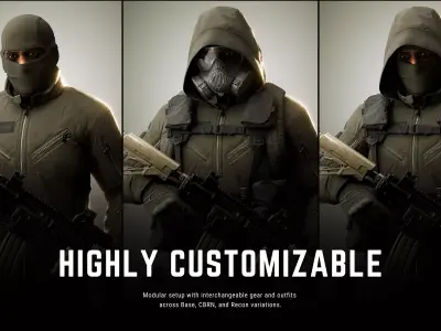 Post-Apocalyptic Modern Tactical  Soldier Low-poly 3D model