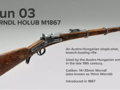 5 Famous World War II Rifles Game assets Low-poly 3D model