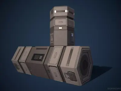 Sci-fi Canister Low-Poly Game Asset Low-poly 3D model