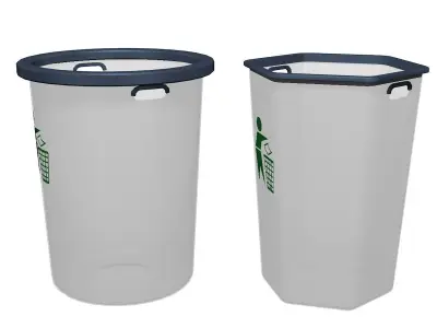 Trashcan two plastic trash cans 3D model