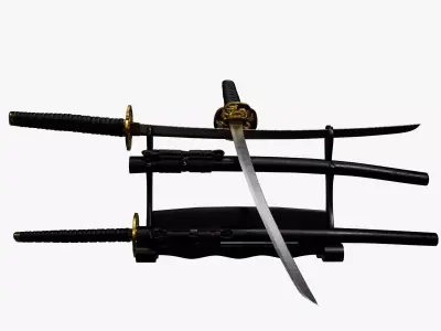 3D katana sword Low-poly 3D model